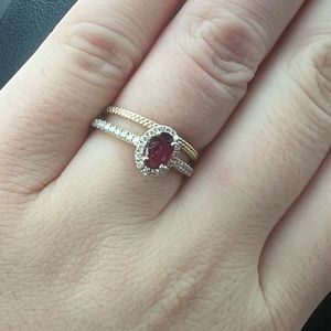 14k yellow gold ring, .25 carat diamond, .5carat ruby